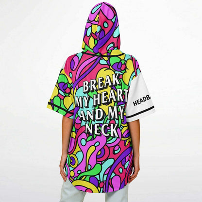 White Abstract Psychedelic Rave Hooded Baseball Jersey