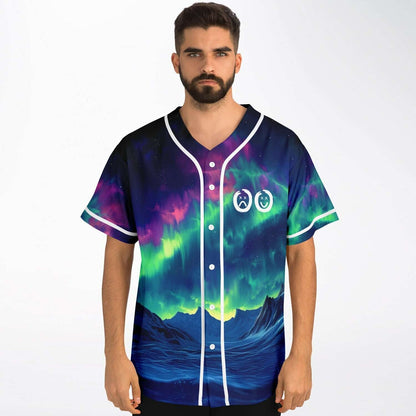 Deep Blue Aurora Borealis Rave Baseball Jersey