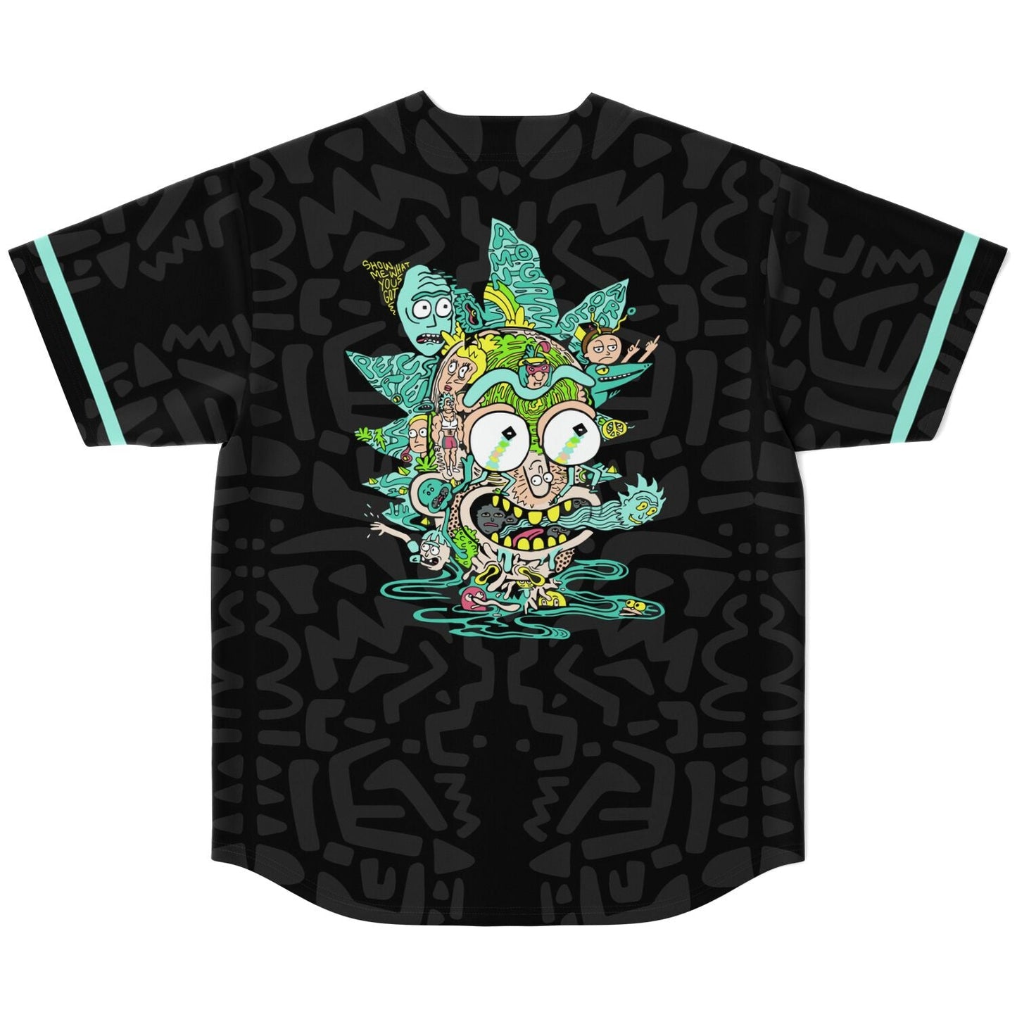 Black Abstract Doodle Rave Baseball Jersey