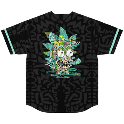 Black Abstract Doodle Rave Baseball Jersey
