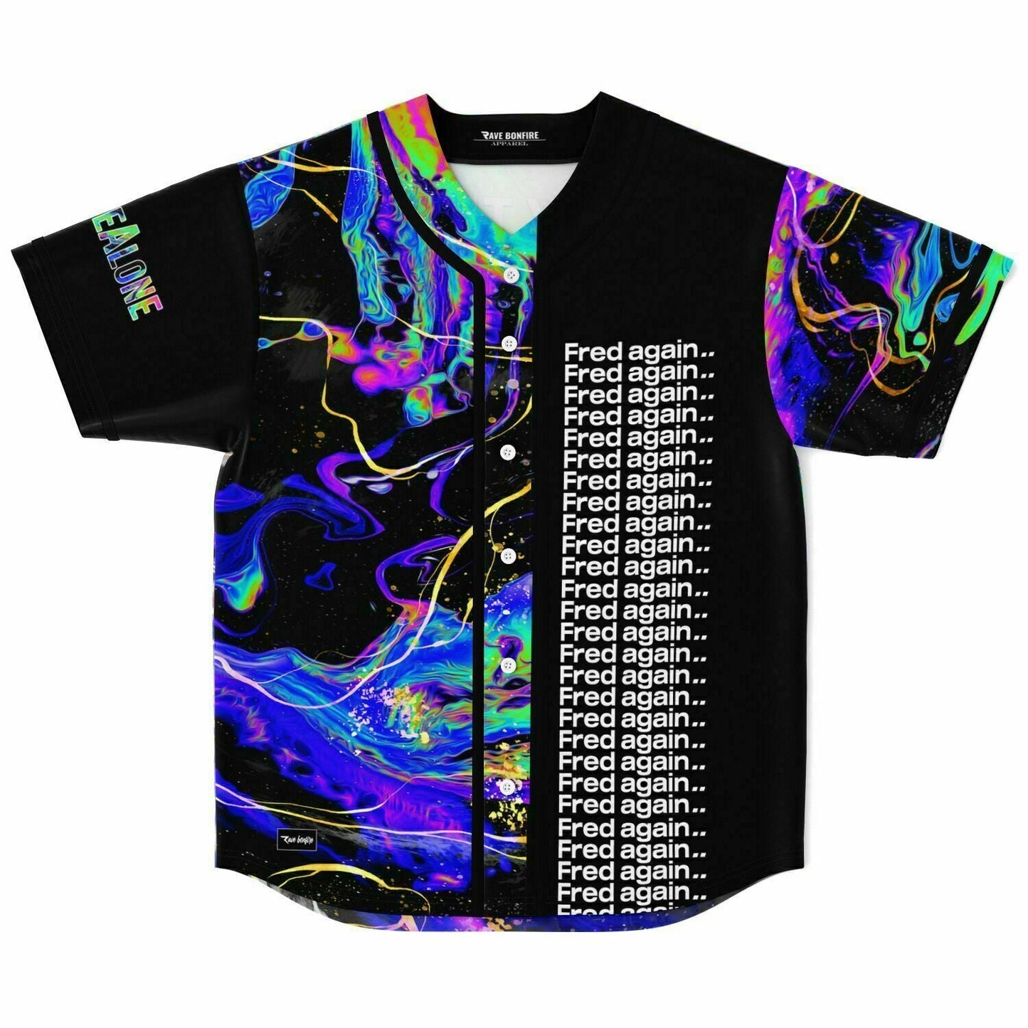 Fred again.. Black Liquid Marble Rave Baseball Jersey