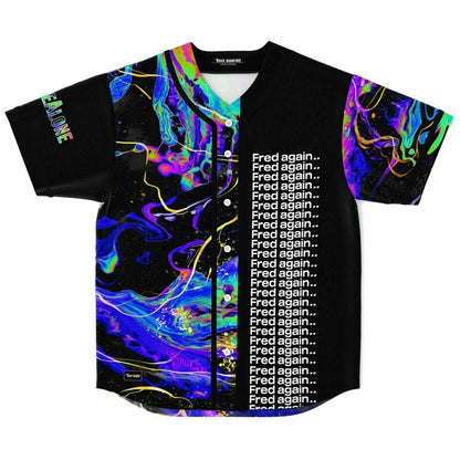 Fred again.. Black Liquid Marble Rave Baseball Jersey