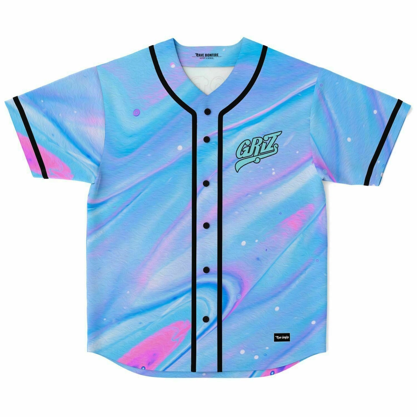 GRiZ Light Blue Holographic Liquid Rave Baseball Jersey