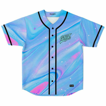 GRiZ Light Blue Holographic Liquid Rave Baseball Jersey