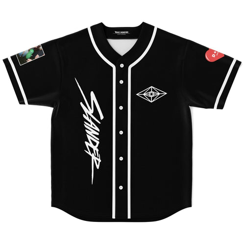SLANDER Black ‘Slander’ Brush Rave Baseball Jersey
