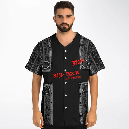 Bald Tiger Sex Machine Black Paisley Bandana Rave Baseball Jersey