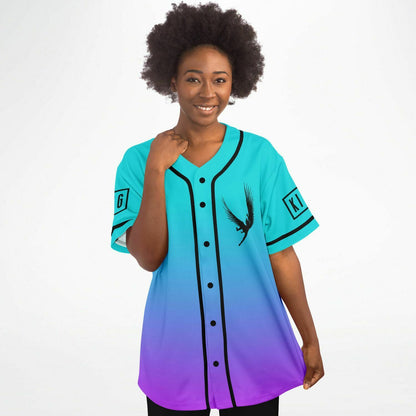 Sullivan King Teal Purple Winged Eagle Rave Baseball Jersey