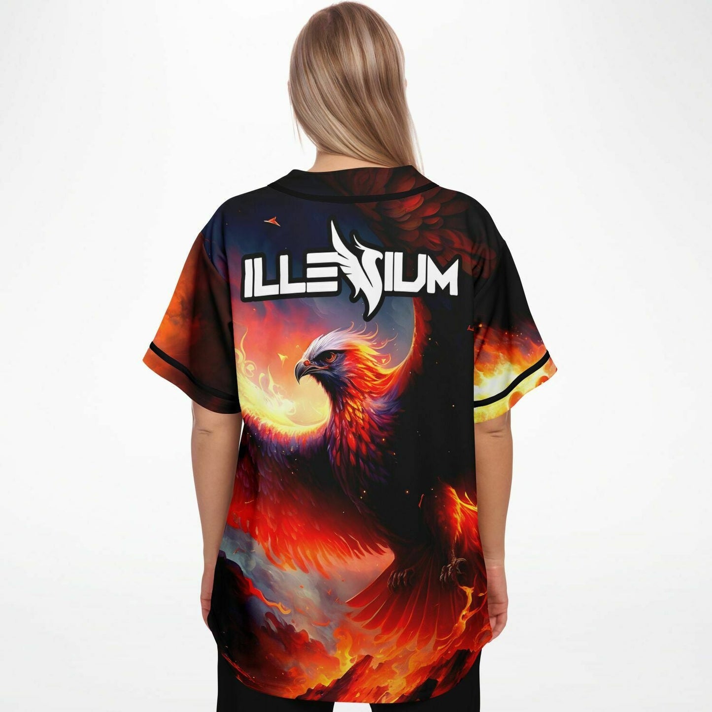 Illenium Fiery Orange Flaming Apocalyptic Rave Baseball Jersey