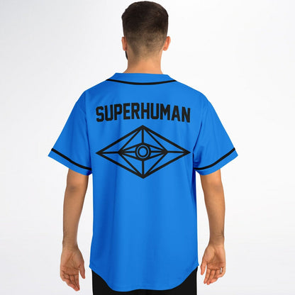 SLANDER Bright Blue ‘Slander’ Brush Rave Baseball Jersey