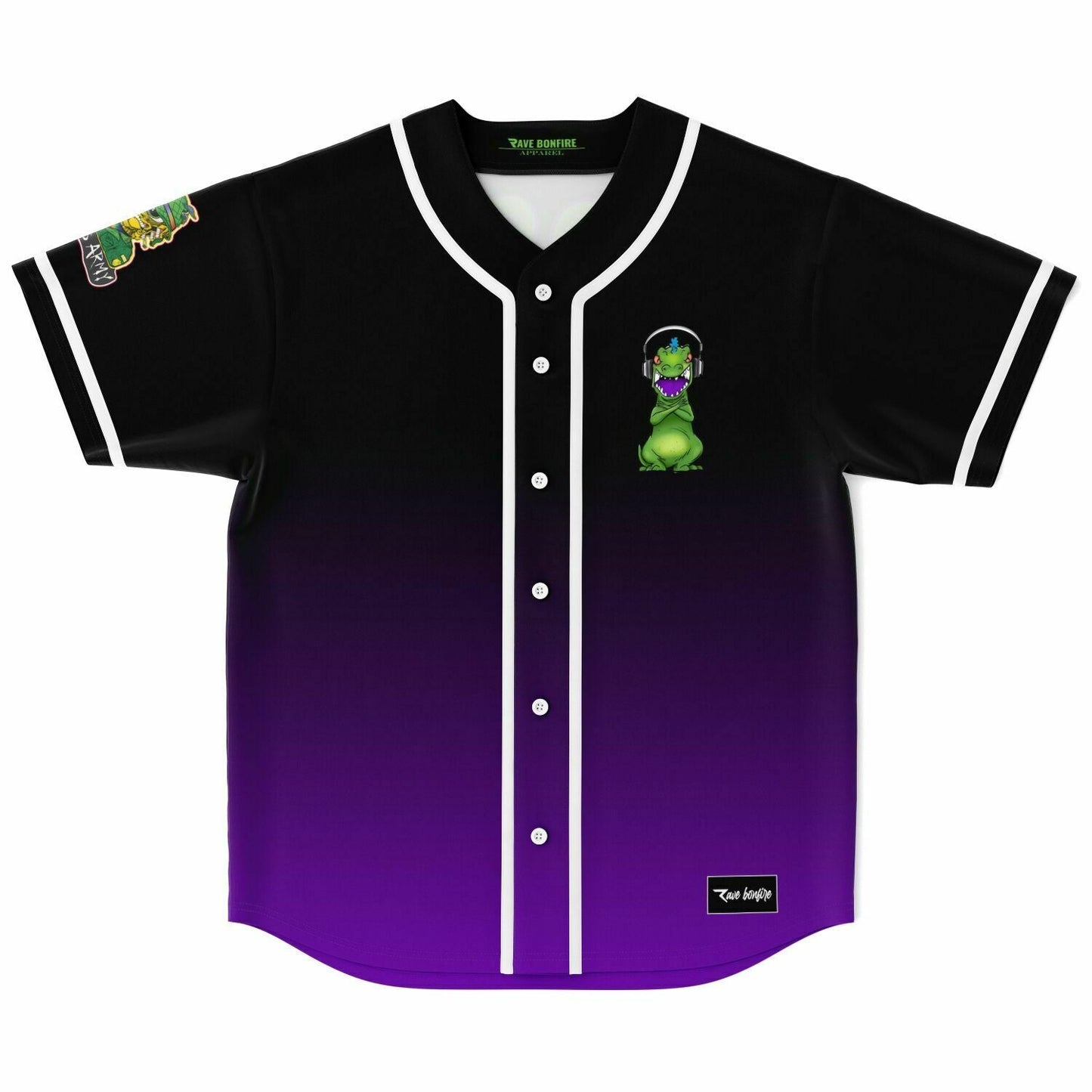 Black Purple Cartoon Green Rave Baseball Jersey
