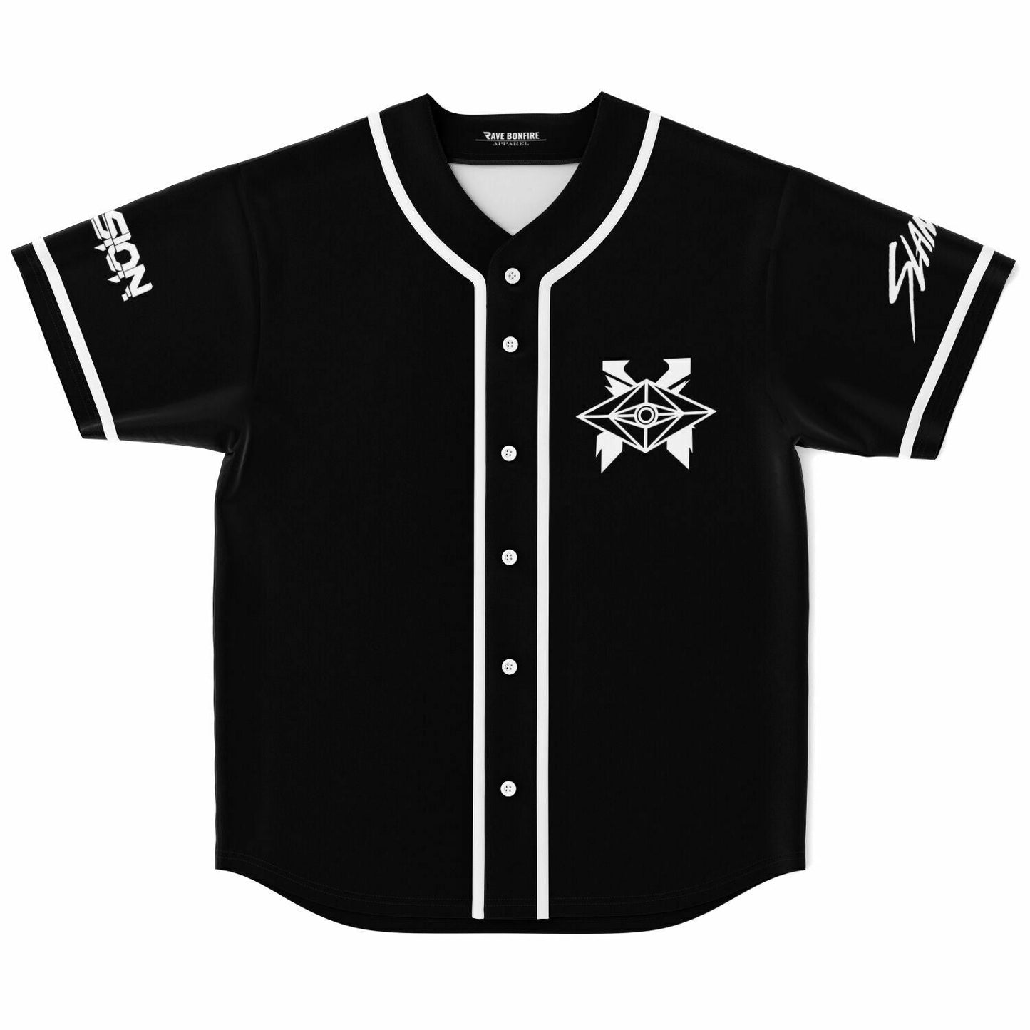 Excision Black Geometric Ornate Rave Baseball Jersey