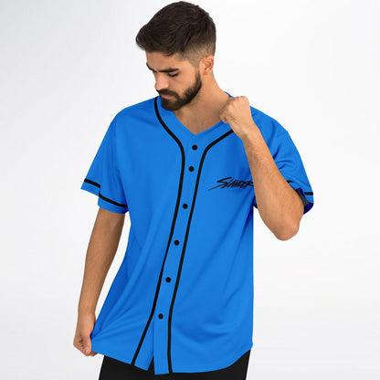 SLANDER Bright Blue ‘Slander’ Brush Rave Baseball Jersey