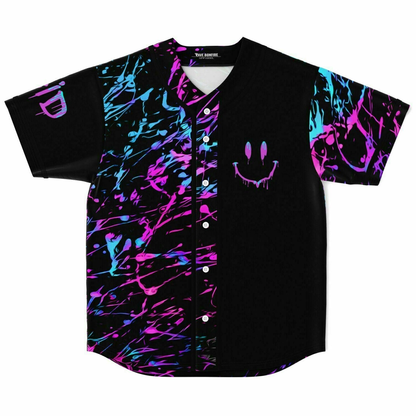 GRiZ Black Drippy Smiley Rave Baseball Jersey