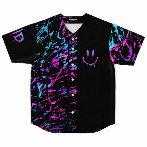 GRiZ Black Drippy Smiley Rave Baseball Jersey