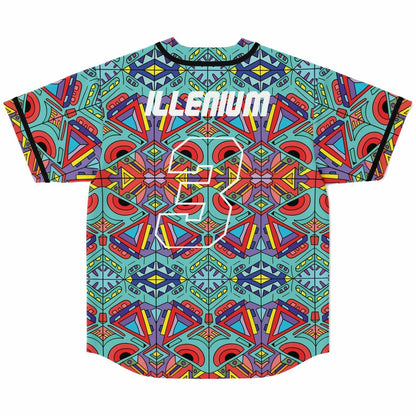 Illenium Teal Symmetrical Kaleidoscopic Rave Baseball Jersey