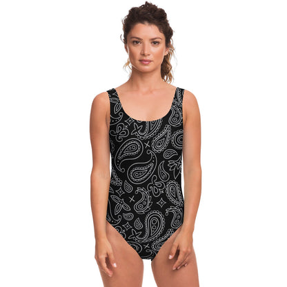 Black Paisley Bandana Rave Swimsuit