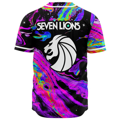 Seven Lions Black Psychedelic Oil Rave Baseball Jersey