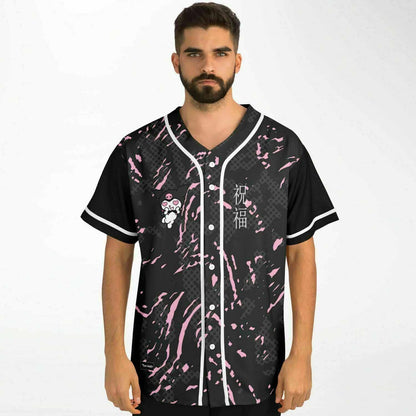 Black Pink Splatter Camo Rave Baseball Jersey