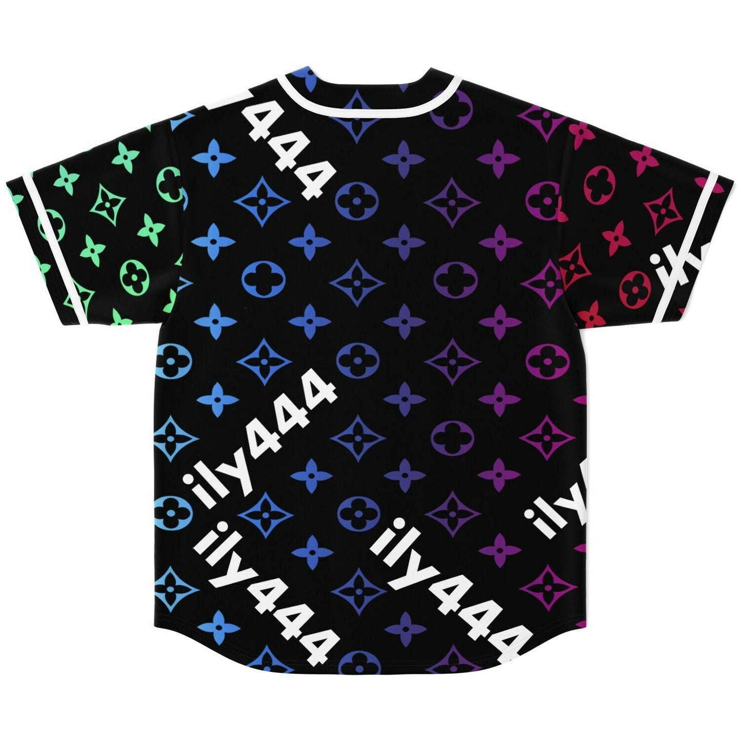 Black Designer Monogram Rave Baseball Jersey