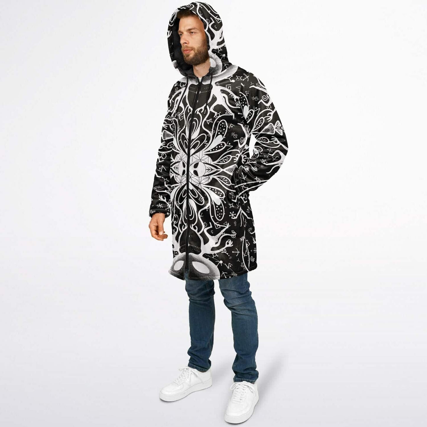 Black White Symmetrical Psychedelic Rave Cloak