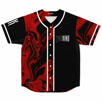 Black Red Liquid Marble Rave Baseball Jersey
