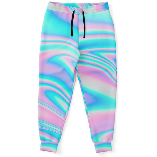 Pastel Holographic Iridescent Liquid Rave Joggers