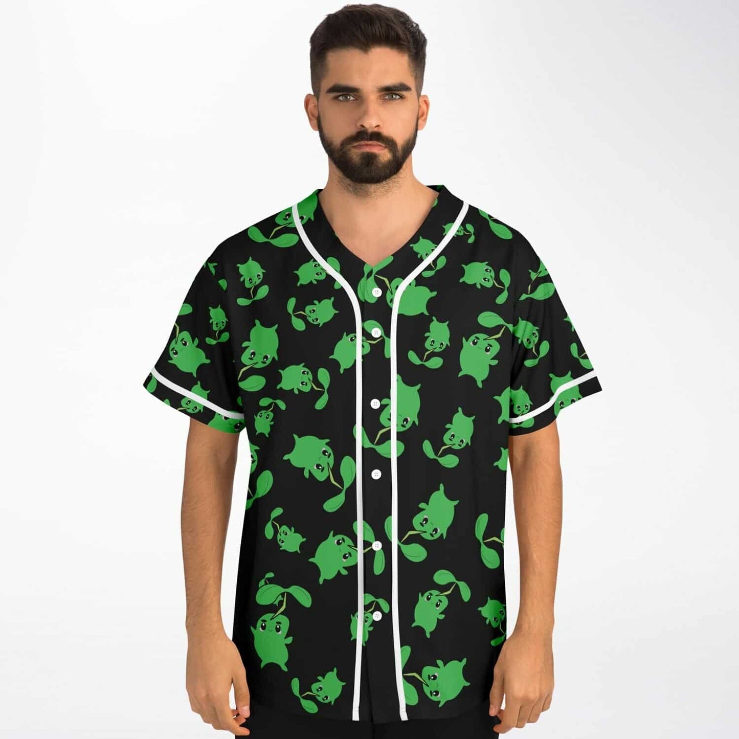 Black Repeating Cute Rave Baseball Jersey