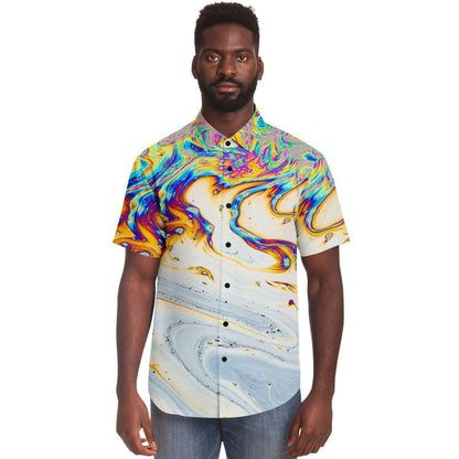 Acid trip short sleeve button down shirt
