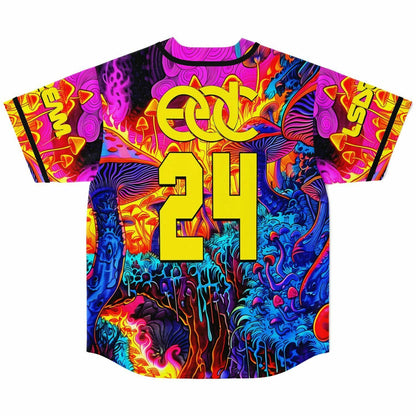 EDC Hot Pink Psychedelic Glowing Rave Baseball Jersey
