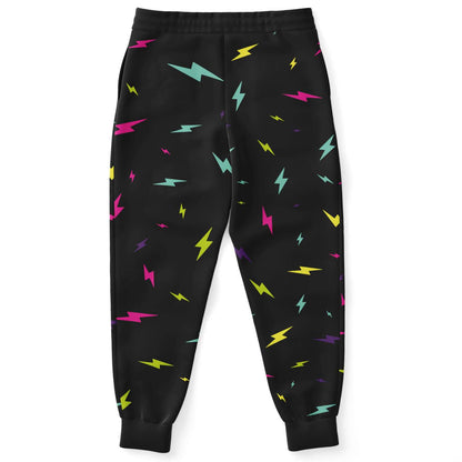 Black Scattered Lightning Rave Joggers