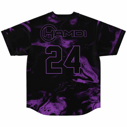 Hamdi Black Purple Swirling Marble Rave Baseball Jersey