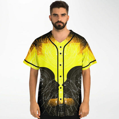 LSDREAM Yellow Black Glowing Lotus Rave Baseball Jersey