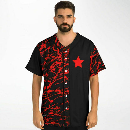 Black Red Paint Rave Baseball Jersey