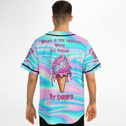 GRiZ Pastel Holographic Iridescent Liquid Rave Baseball Jersey