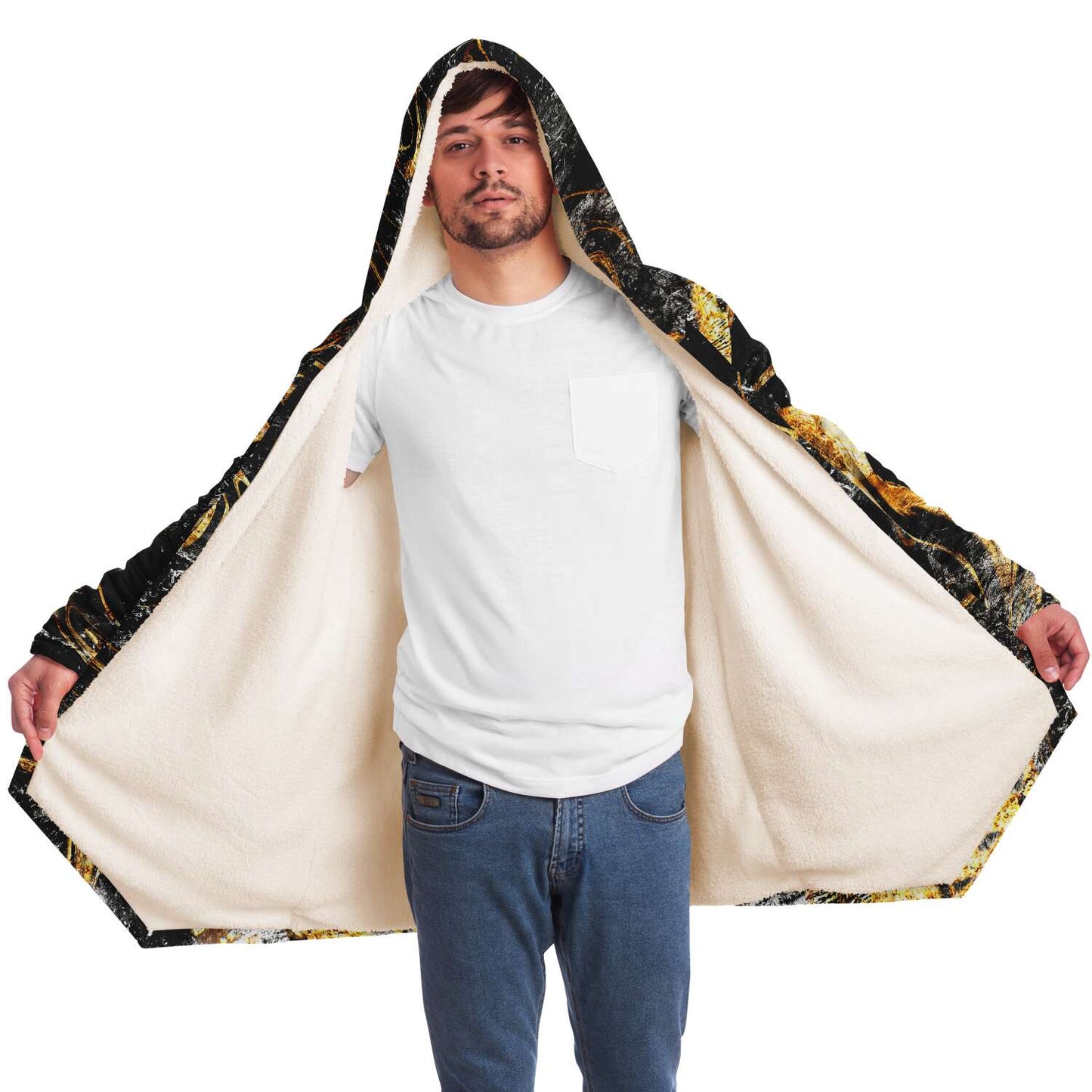 Black Gold Marbled Rave Cloak