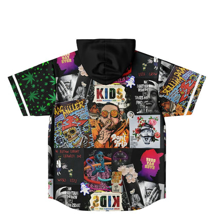 Mac Miller Collage Black Photo Rave Hooded Baseball Jersey