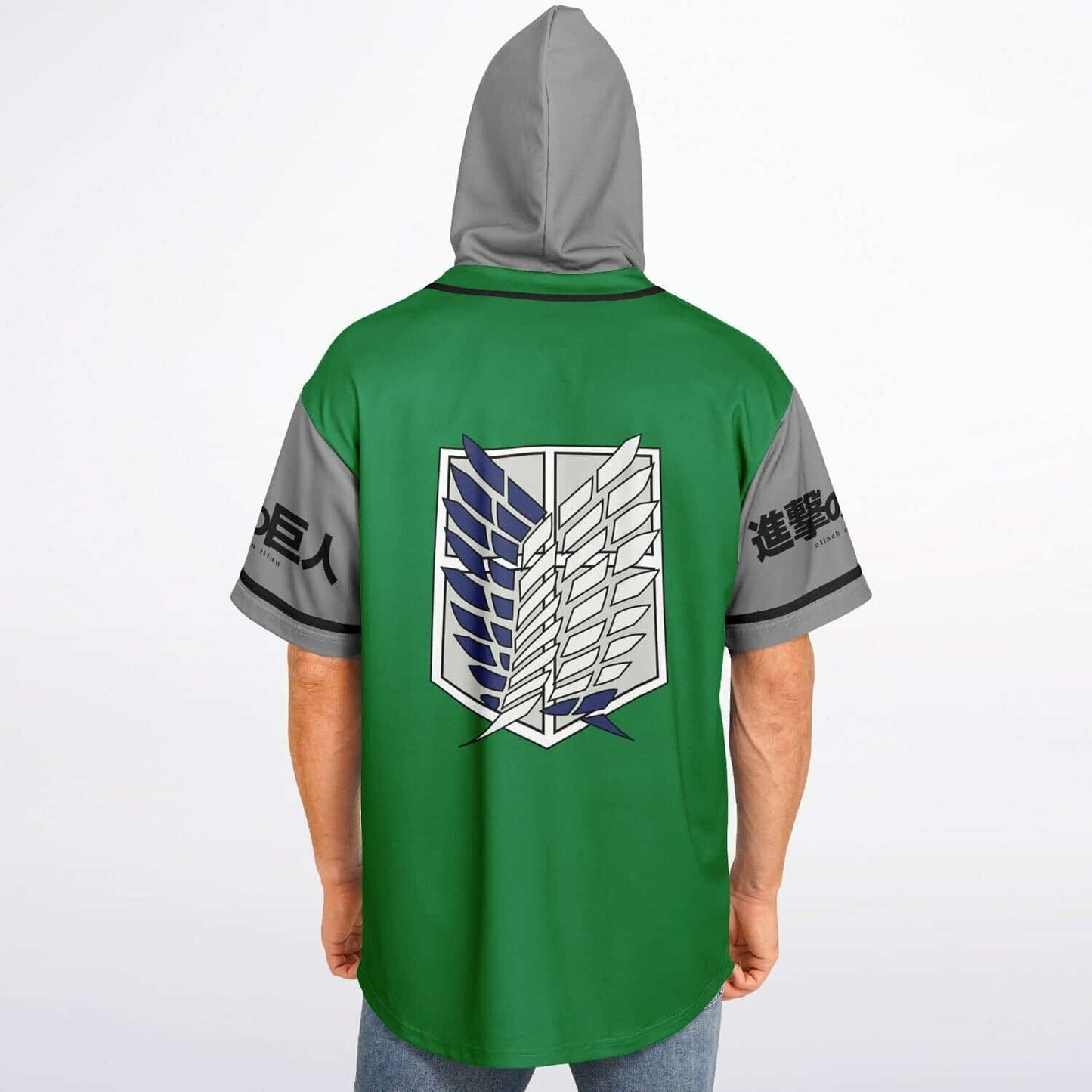 Kelly Green Attack Titan Rave Hooded Baseball Jersey