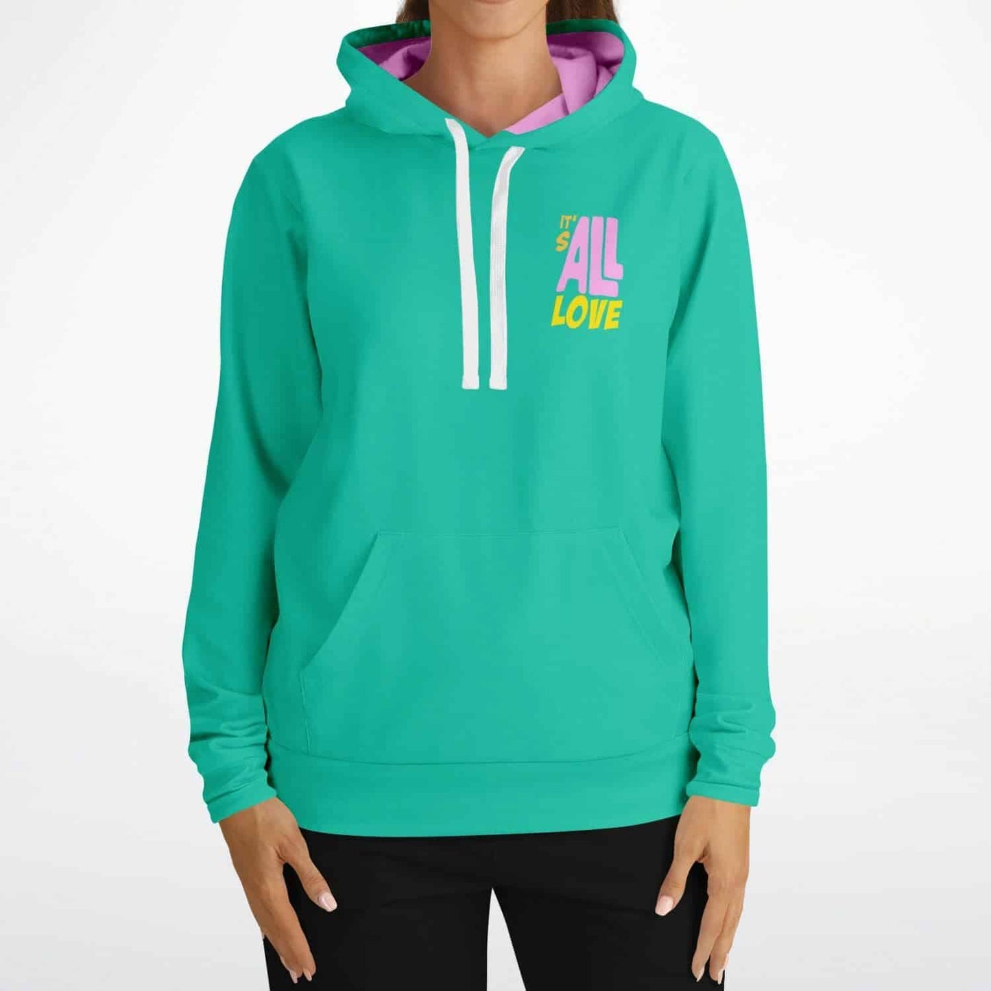 It’s All Love Teal Bubble Letter Rave Hoodie