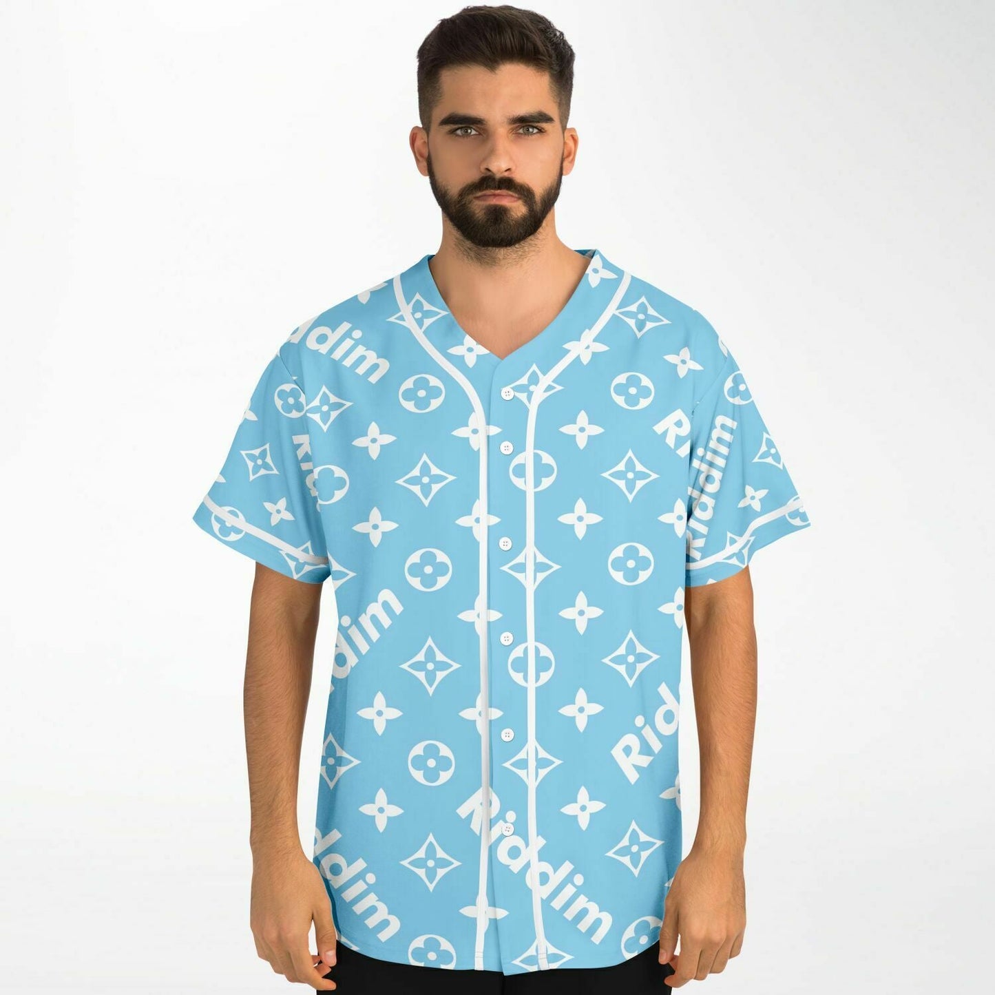 Light Sky Luxury Monogram Rave Baseball Jersey