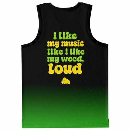 Black Green Cartoon Cannabis Rave Basketball Jersey