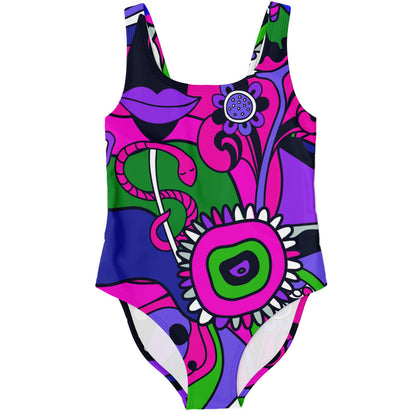 Magenta Retro 60S Rave Swimsuit