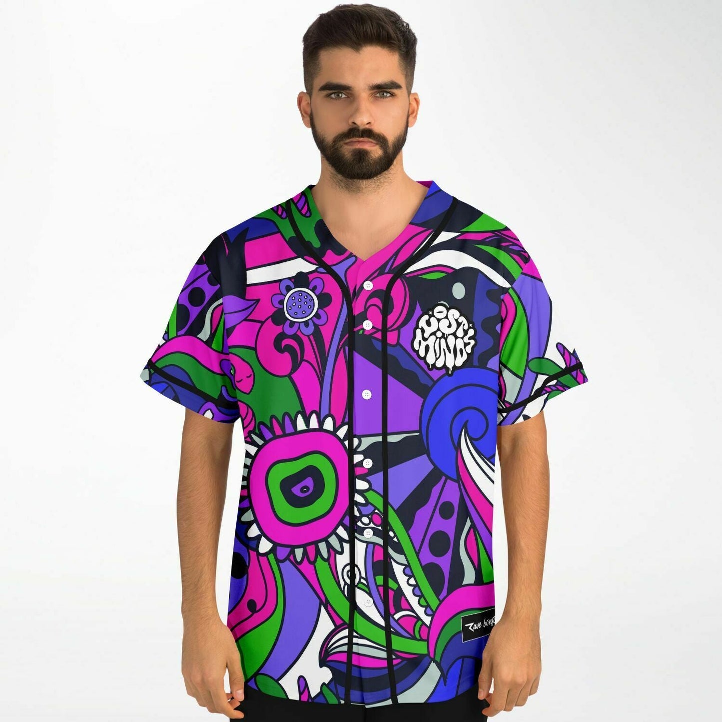 Lost Minds Hot Pink Psychedelic Swirling Rave Baseball Jersey