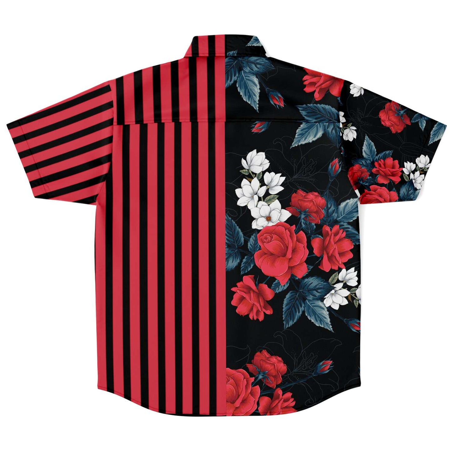 Floral striped short sleeve button down shirt