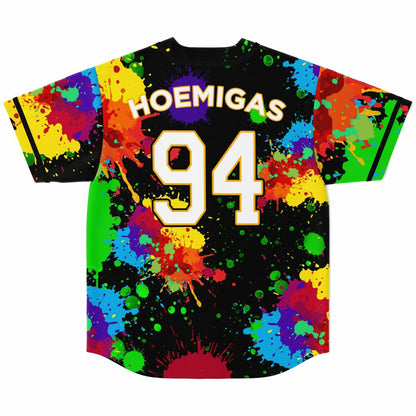 Black Colorful Paint Rave Baseball Jersey