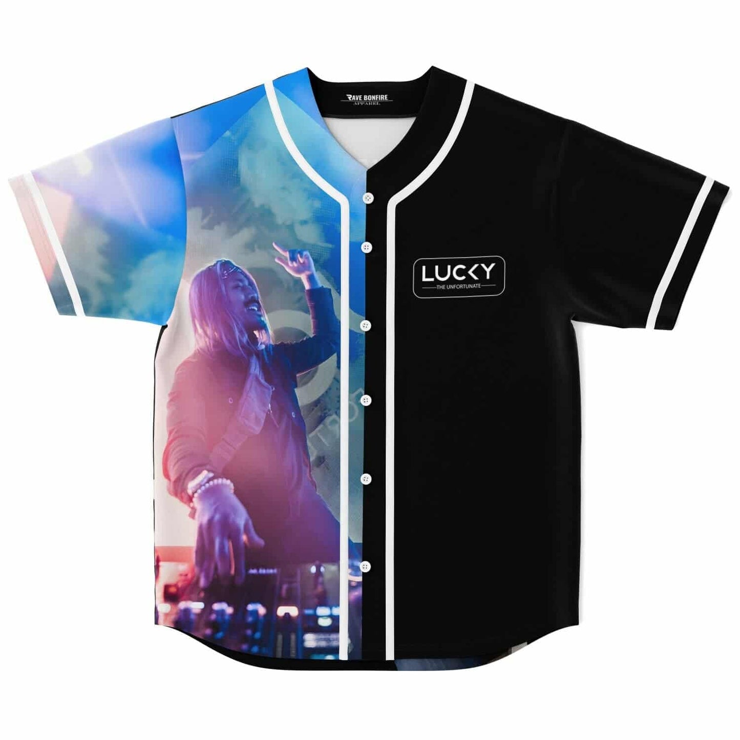 LUCKY Black Split Rave Baseball Jersey