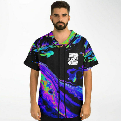 Black Liquid Oil Rave Baseball Jersey