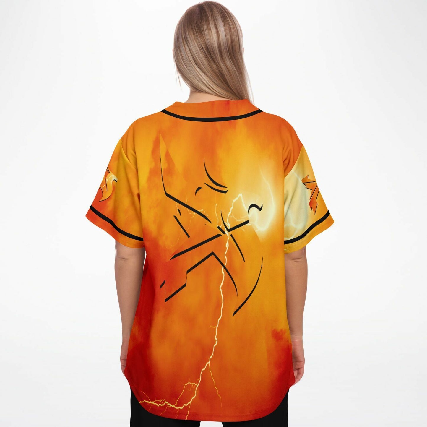 Fiery Orange Two Dragons Rave Baseball Jersey