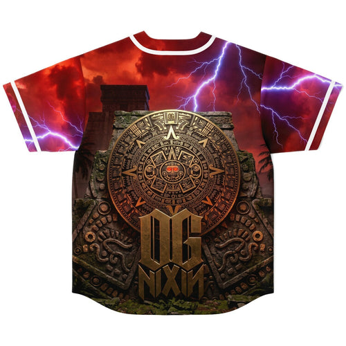 OG NIXN Deep Red Aztec Rave Baseball Jersey