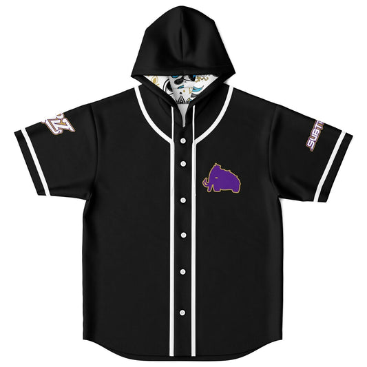 Wooli Black Purple Woolly Rave Hooded Baseball Jersey