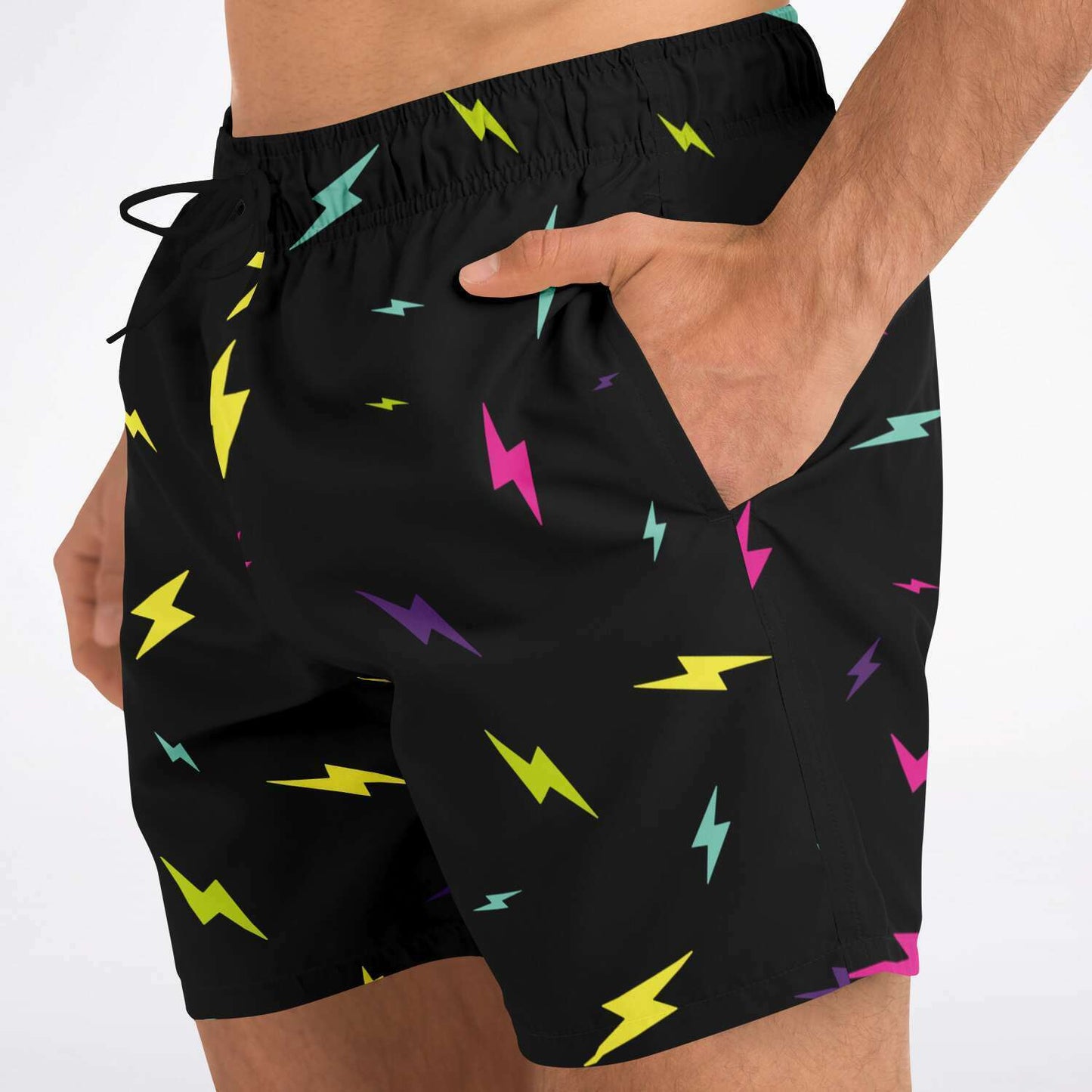 Black Scattered Lightning Rave Swim Trunks